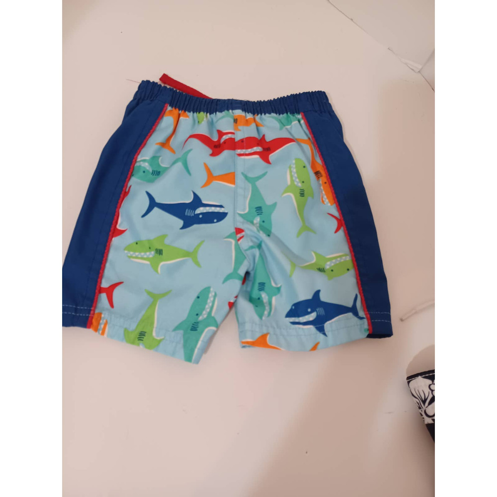 Infant Boys Swim trunks Sz. 6-9 mos. Blue with sharks swimwear pre-owned